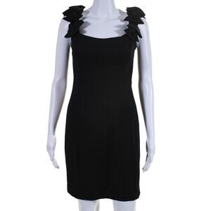 Amy Matto Womens Bow Straps Sleeveless Knee Length Body Con Dress Black Size 2